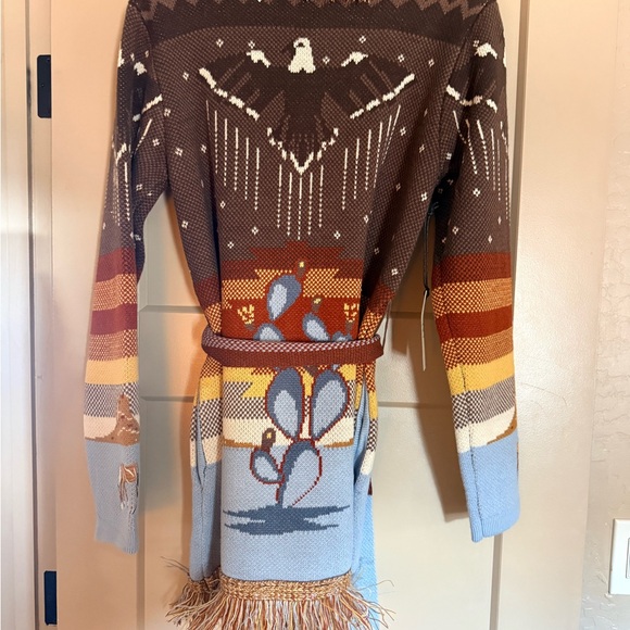Idyllwind Brown Multi Desert Nights Fringe Cardigan NWT Medium - Picture 10 of 12